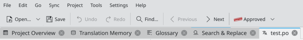 Editor: File | Edit | Go | Sync | Project | Tools | Settings | Help (everything back, different order)